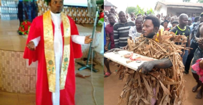 Pastor disgraced after allegedly being caught planting charm on his cousin's land to extort money from him (photos)