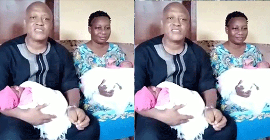 Nigerian couple welcomes a set of twins three weeks apart (video)